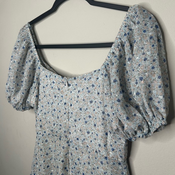 Altar'd State Floral Print Babydoll Mini Dress Women’s Light Blue Short Sz Small - Picture 6 of 12